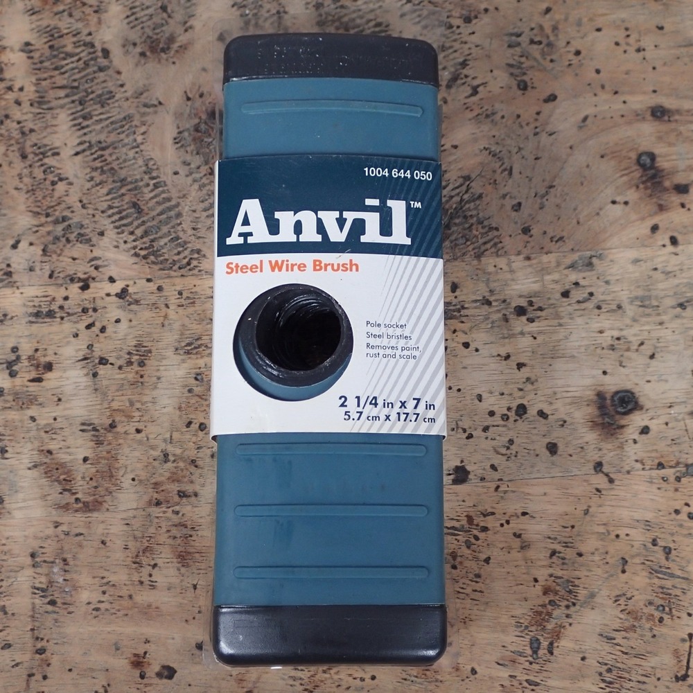 Anvil Steel Wire Brush Paint Rust Scale Removal Tool 2.25x7 in Pole Socket NEW